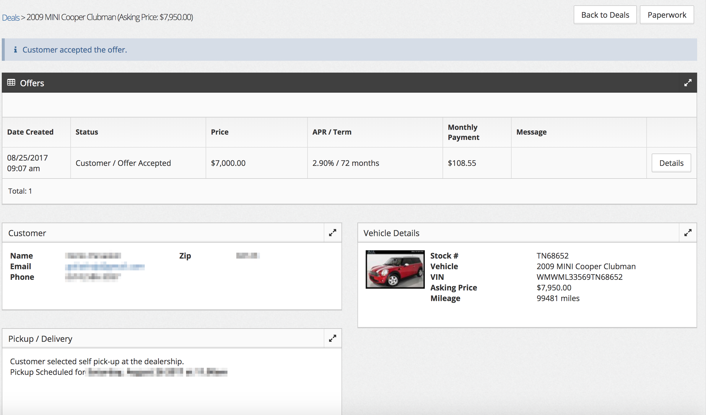 Dashboard page